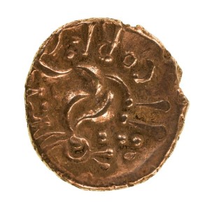 Late Iron Age gold coin front found at Reynards Kitchen © Richard Davenport Photography
